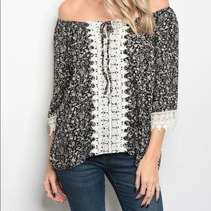 Cassie off shoulder crochet detail top